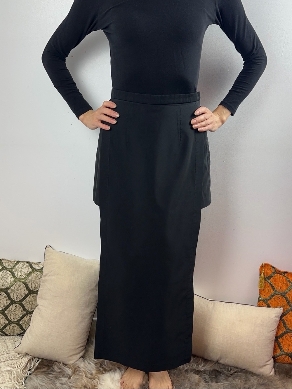 Rosetta Getty Black Maxi Skirt/Shorts with Streamlined Panels